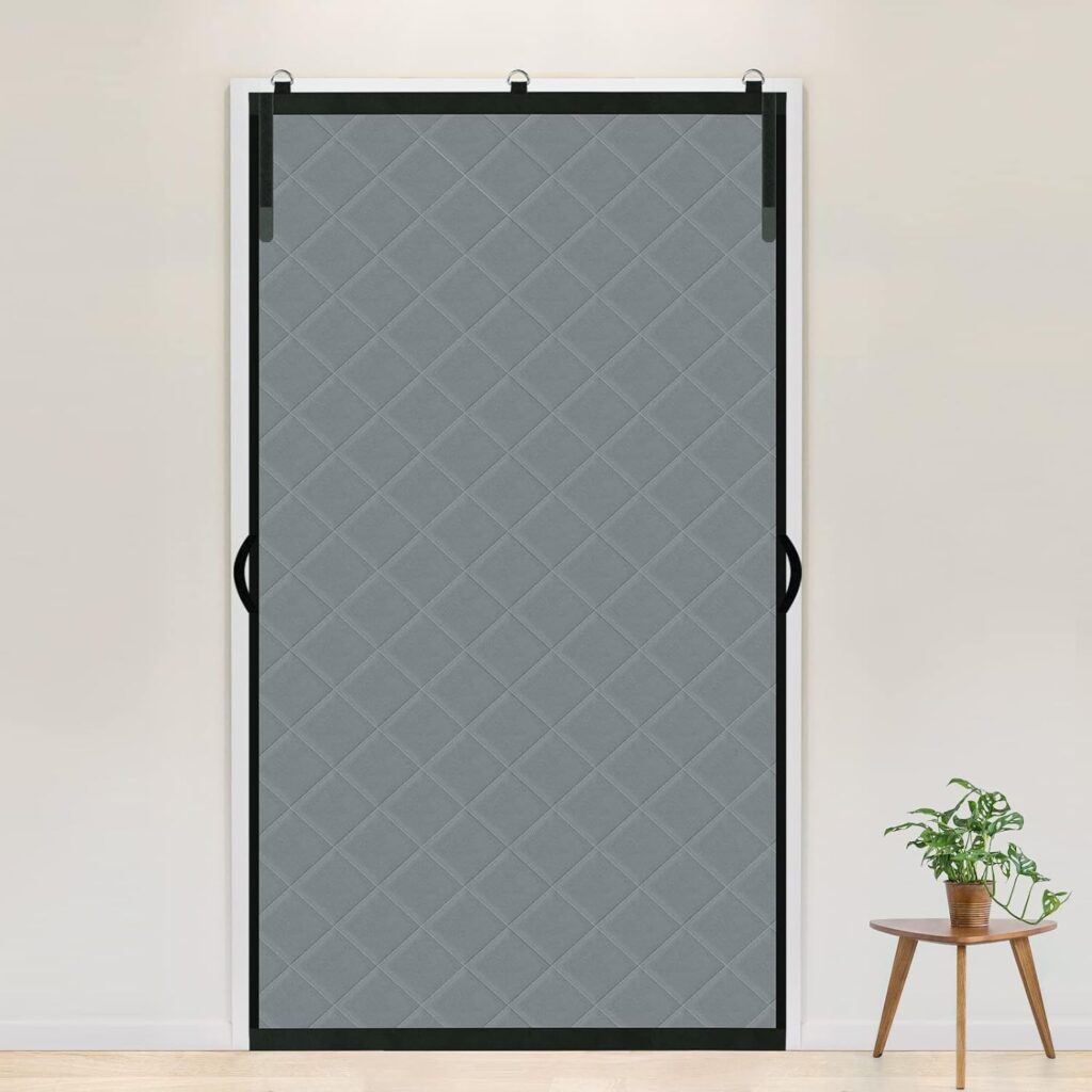 MAGZO Thermal Insulated Door Curtain 110 X 210 cm, Stop Drafts Anti Dust Rain Snow, Energy Saving and Odour-Proof, Grey